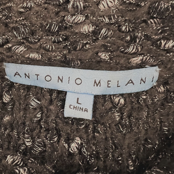 Antonio Melani Womens Sweater Large Black Silver Knobby Texture Chunky Mock Neck - Picture 5 of 6